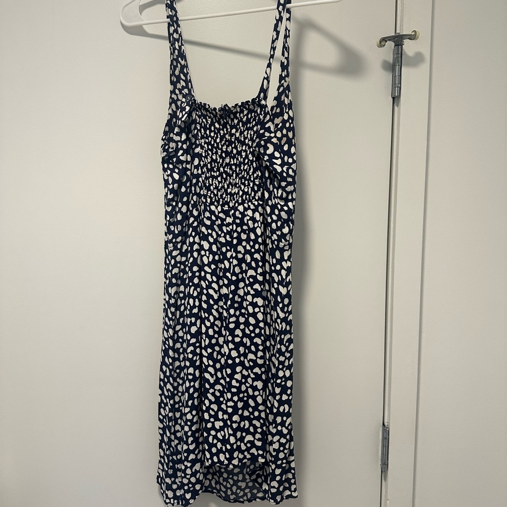 Reformation Navy and White Patterned Dress